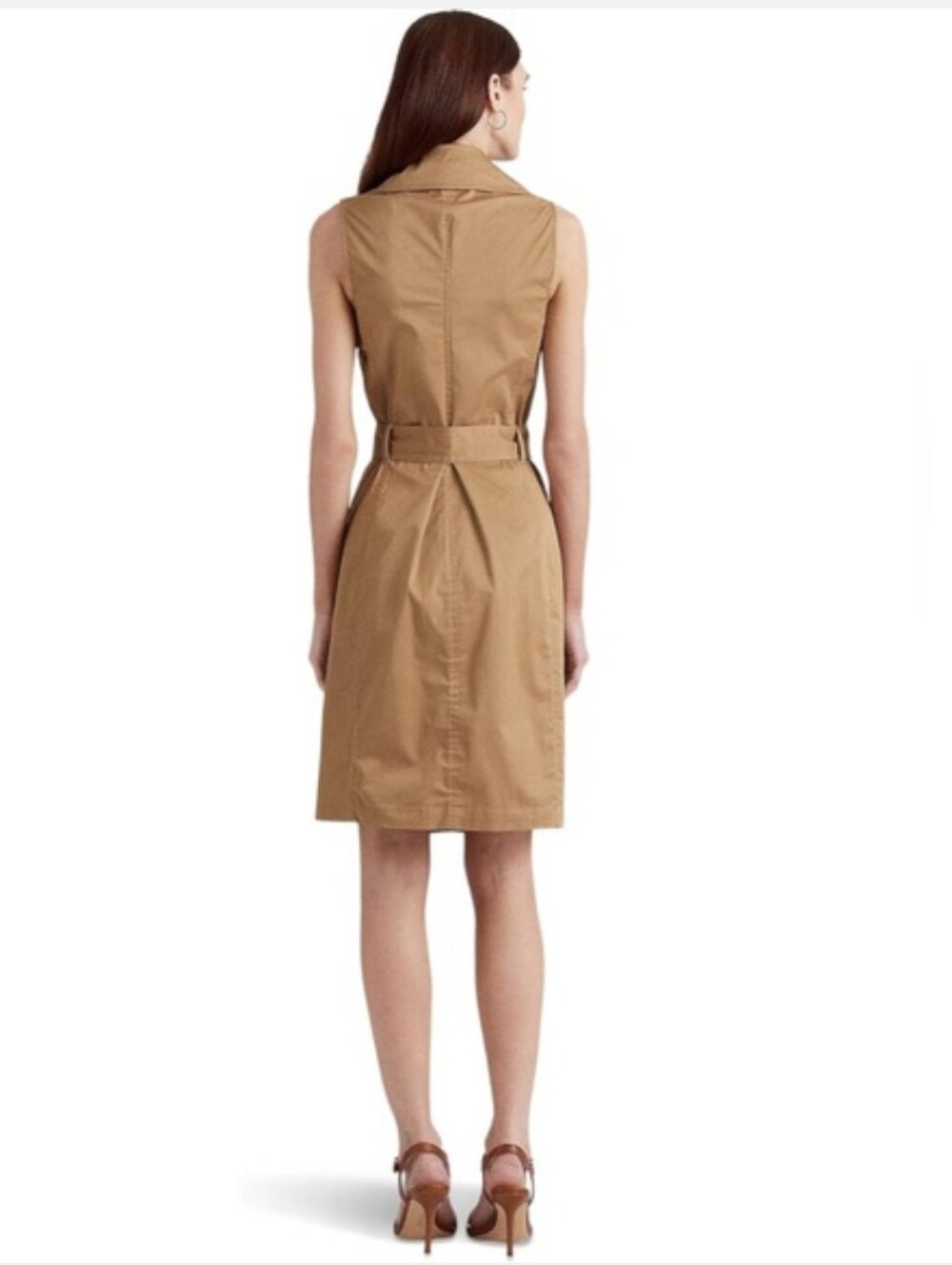 Lauren Ralph Lauren Micro-Sanded Sleeveless Twill Button Trench Dress - Picture 3 of 10